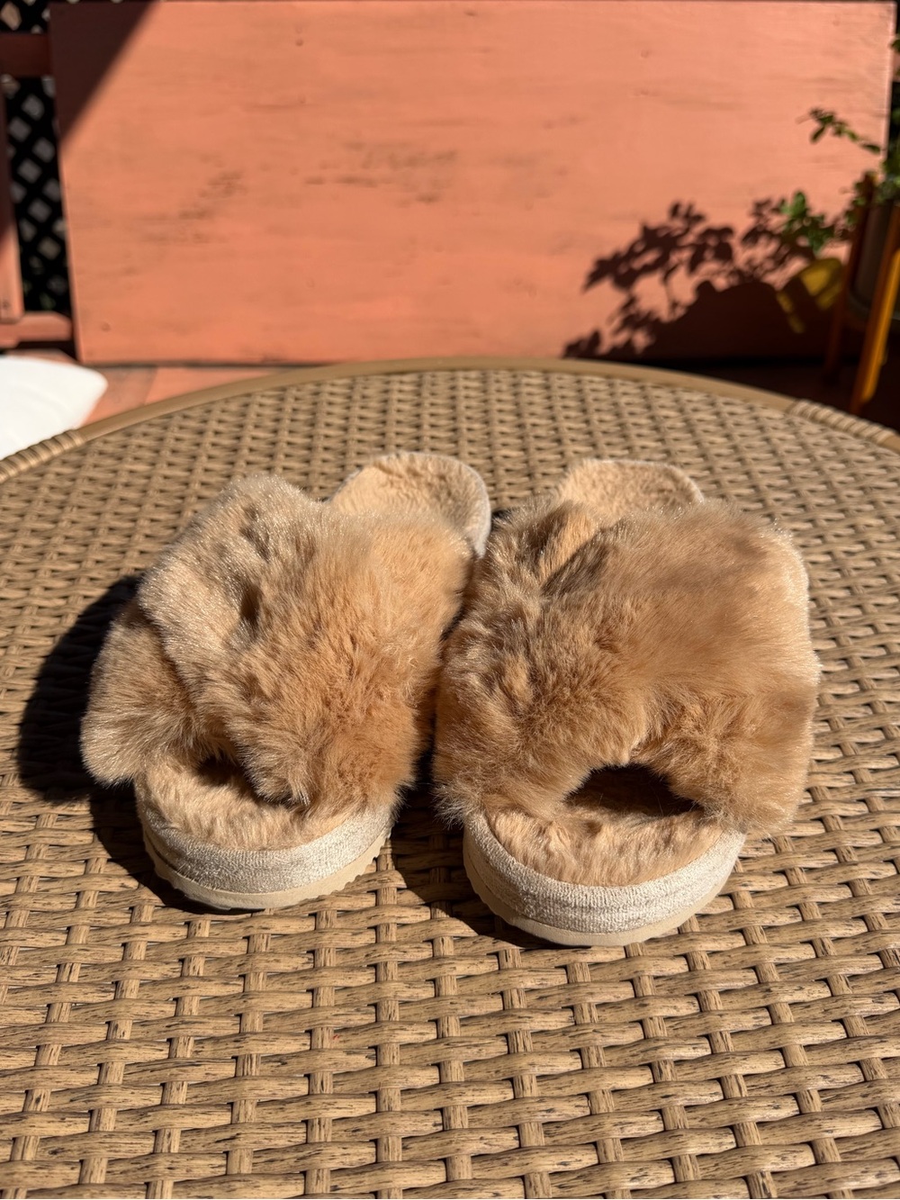 Faux Fur Slide Slippers in Light Brown - Women